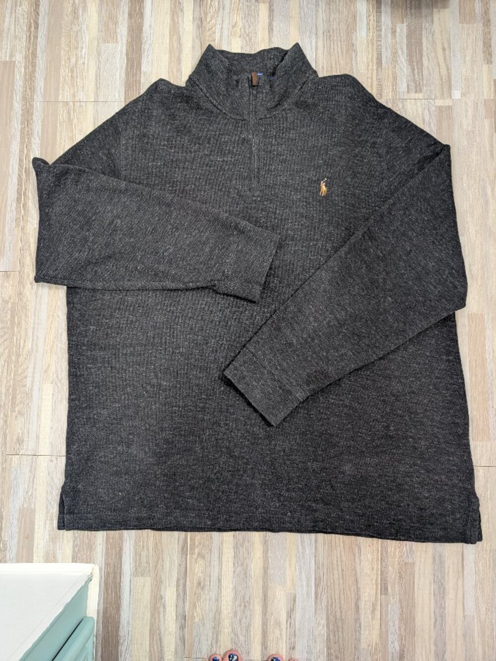 Polo Ralph Lauren Men's Quarter-Zip Pullover Sweater Dark Gray Charcoal XL